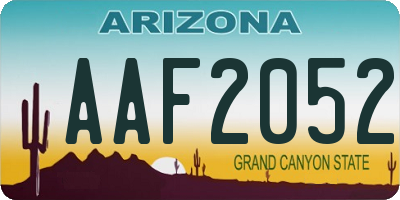 AZ license plate AAF2052