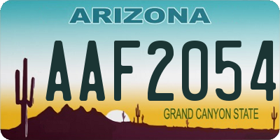 AZ license plate AAF2054