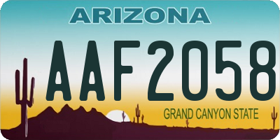 AZ license plate AAF2058
