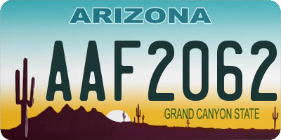 AZ license plate AAF2062
