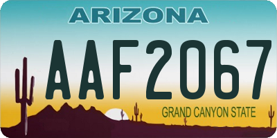 AZ license plate AAF2067