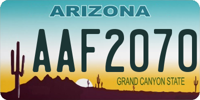 AZ license plate AAF2070