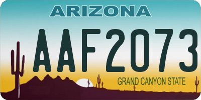 AZ license plate AAF2073