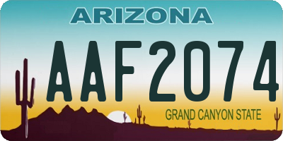 AZ license plate AAF2074