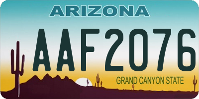 AZ license plate AAF2076