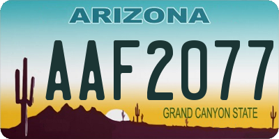 AZ license plate AAF2077