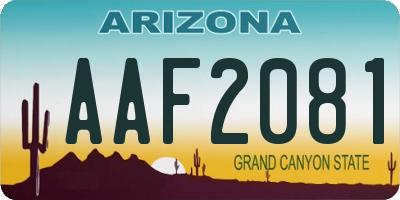 AZ license plate AAF2081