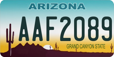 AZ license plate AAF2089