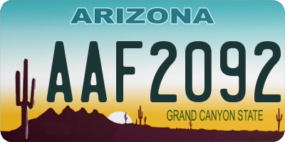 AZ license plate AAF2092