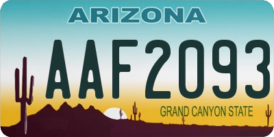 AZ license plate AAF2093