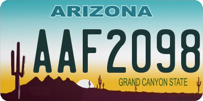 AZ license plate AAF2098