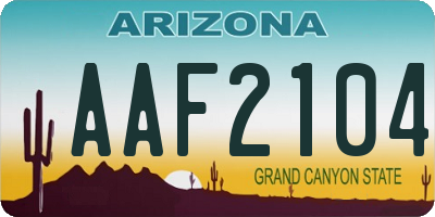 AZ license plate AAF2104