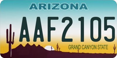 AZ license plate AAF2105