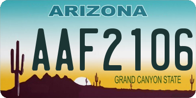 AZ license plate AAF2106