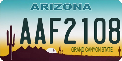 AZ license plate AAF2108