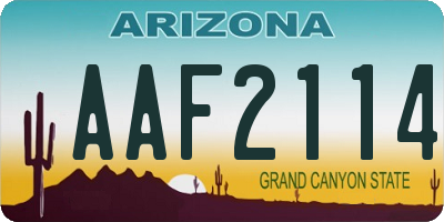 AZ license plate AAF2114