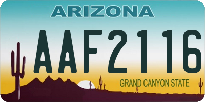 AZ license plate AAF2116