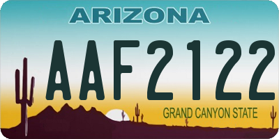 AZ license plate AAF2122