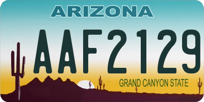 AZ license plate AAF2129