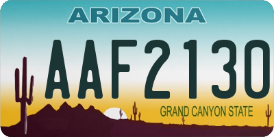 AZ license plate AAF2130