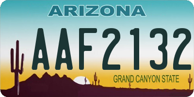 AZ license plate AAF2132