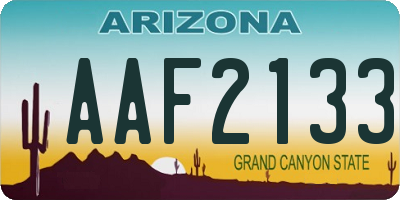 AZ license plate AAF2133