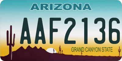 AZ license plate AAF2136