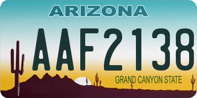 AZ license plate AAF2138