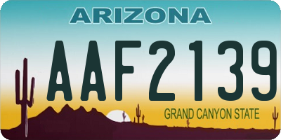 AZ license plate AAF2139