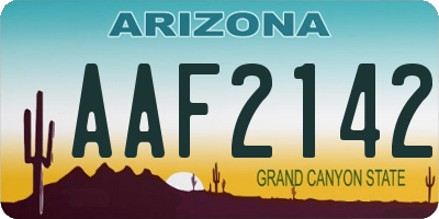 AZ license plate AAF2142