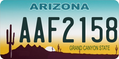 AZ license plate AAF2158