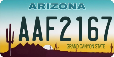 AZ license plate AAF2167