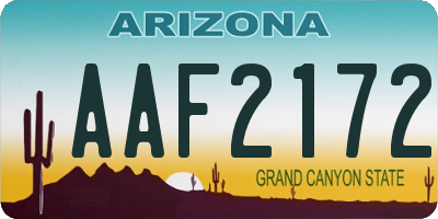 AZ license plate AAF2172