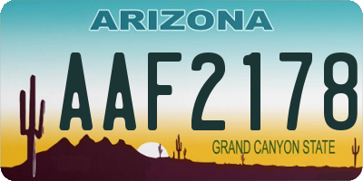 AZ license plate AAF2178