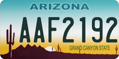 AZ license plate AAF2192