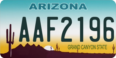 AZ license plate AAF2196