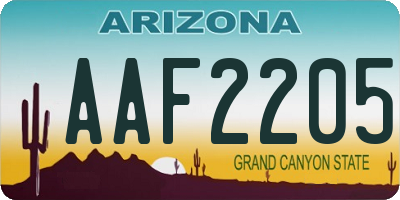 AZ license plate AAF2205
