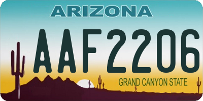 AZ license plate AAF2206