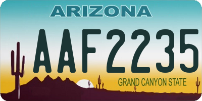 AZ license plate AAF2235