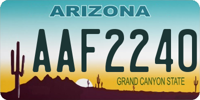 AZ license plate AAF2240