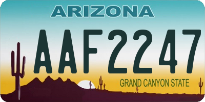 AZ license plate AAF2247