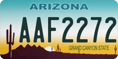 AZ license plate AAF2272