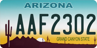 AZ license plate AAF2302