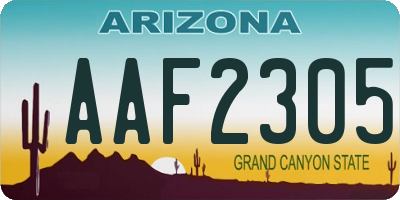 AZ license plate AAF2305