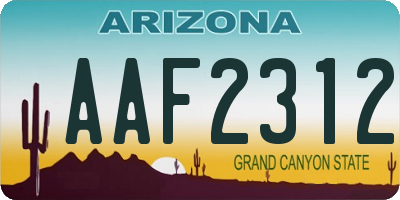 AZ license plate AAF2312