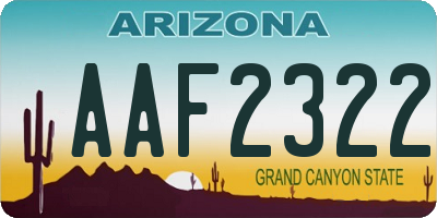AZ license plate AAF2322