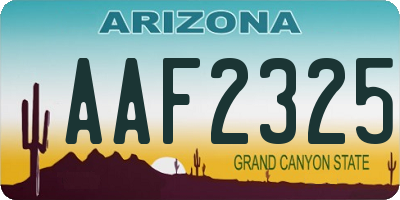 AZ license plate AAF2325