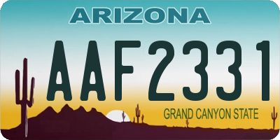 AZ license plate AAF2331