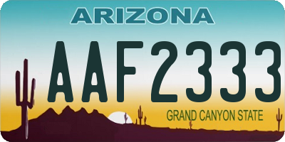 AZ license plate AAF2333