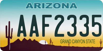AZ license plate AAF2335